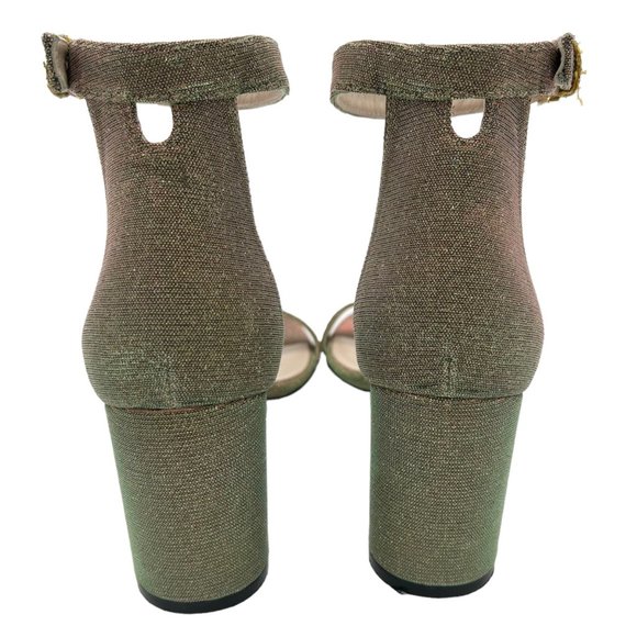 Stuart Weitzman Nearlynude Gold Glitter Heeled Sandals - Picture 6 of 11